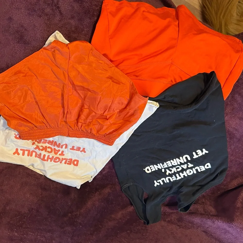 Hooters Black and White Tops with Orange Shorts - Picture 2 of 2